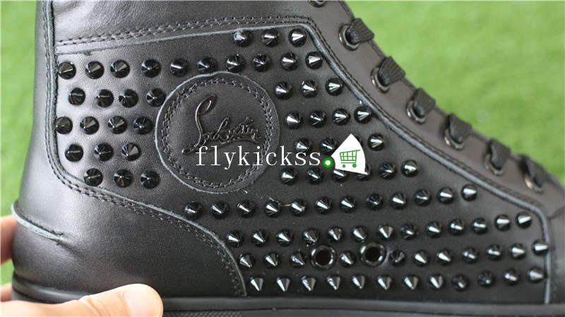 Super High End Christian Louboutin Flat Sneaker High Top Black Leather